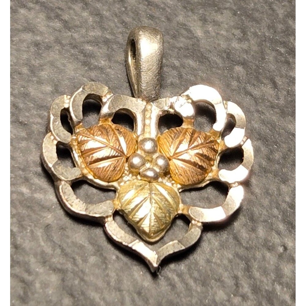 Black Hills Gold C. Co Heart Pendant Sterling Silver and 12k Gold